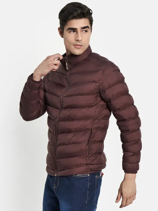 Men Maroon Puffer Jacket