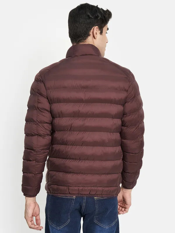 Men Maroon Puffer Jacket