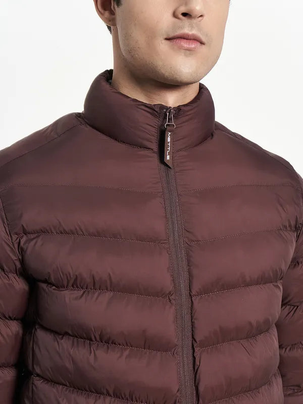 Men Maroon Puffer Jacket