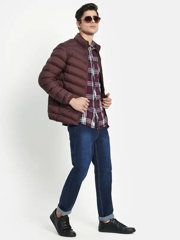 Men Maroon Puffer Jacket