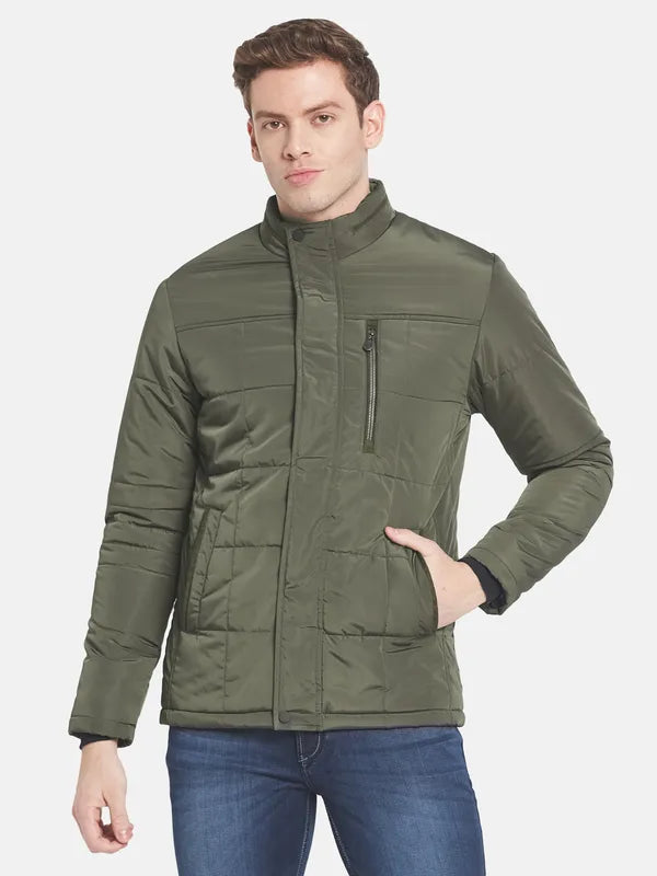 Men Olive Green Padded Jacket