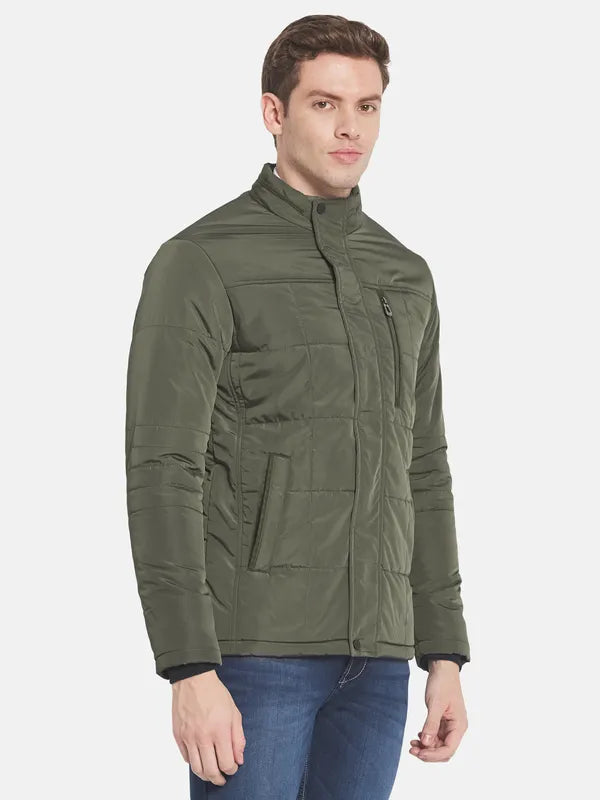 Men Olive Green Padded Jacket