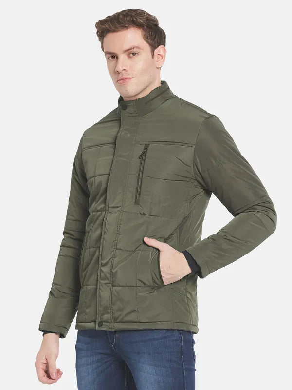 Men Olive Green Padded Jacket