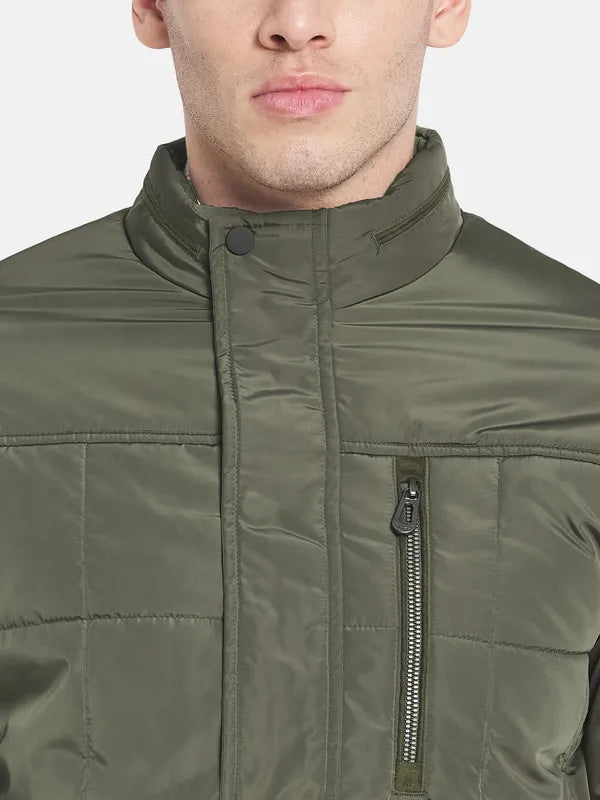 Men Olive Green Padded Jacket