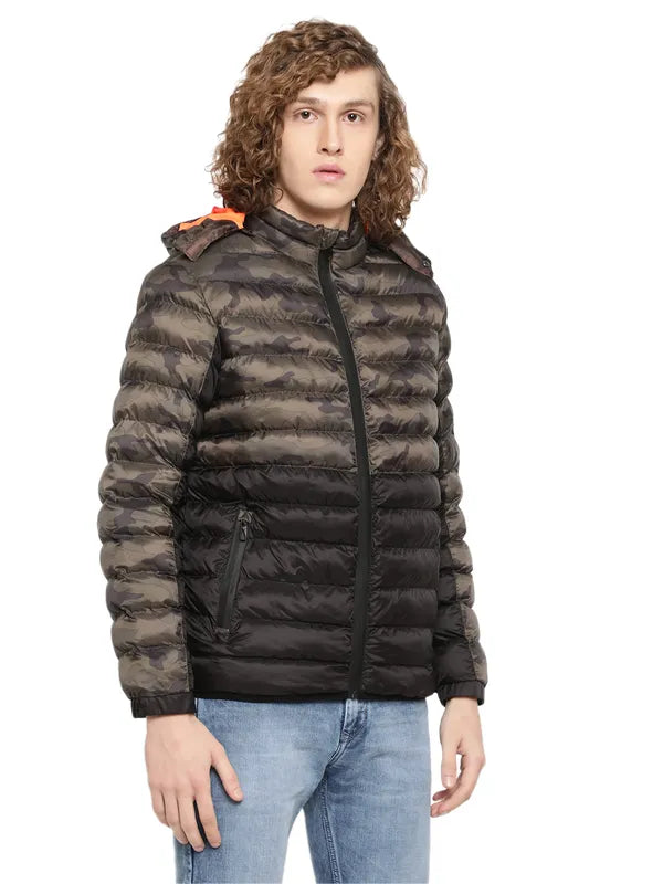 Mettle Men Olive Green Camouflage Puffer Jacket