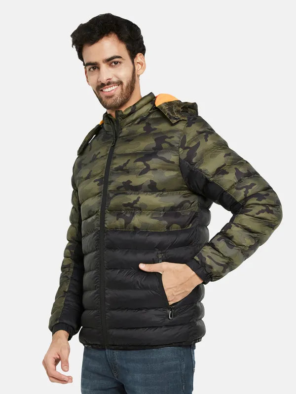 Mettle Men Olive Green Camouflage Padded Jacket