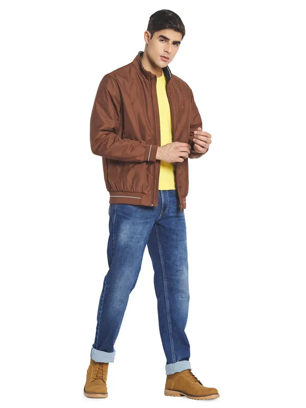 Mettle Men Brown Solid Bomber Jacket