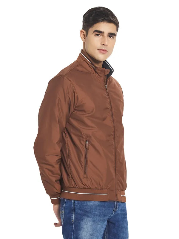 Mettle Men Brown Solid Bomber Jacket