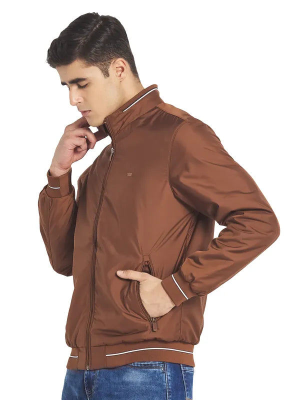 Mettle Men Brown Solid Bomber Jacket