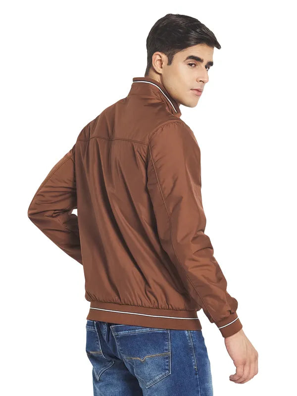 Mettle Men Brown Solid Bomber Jacket