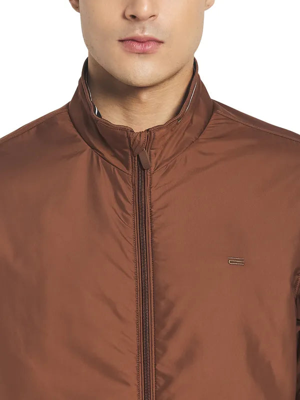 Mettle Men Brown Solid Bomber Jacket