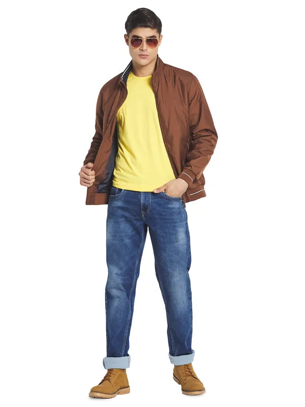 Mettle Men Brown Solid Bomber Jacket