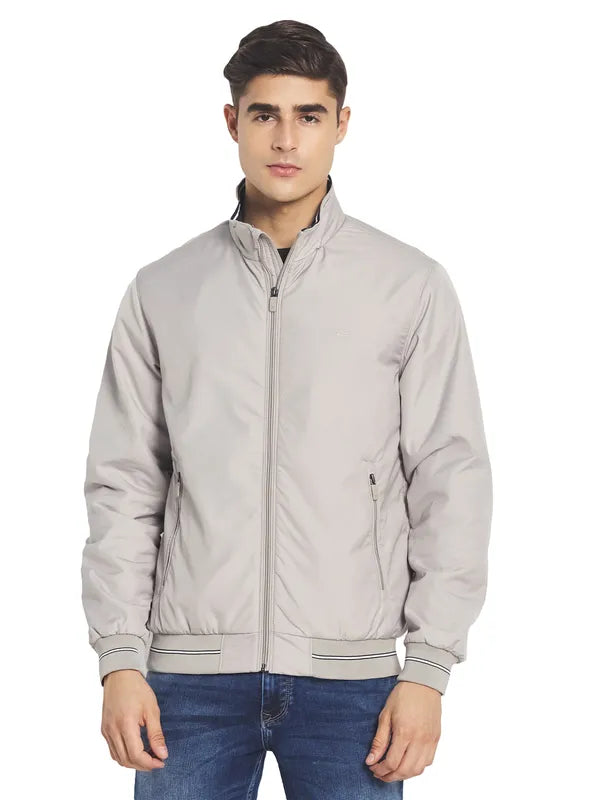 Mettle Men Cream-Coloured Plus Size Bomber Jacket