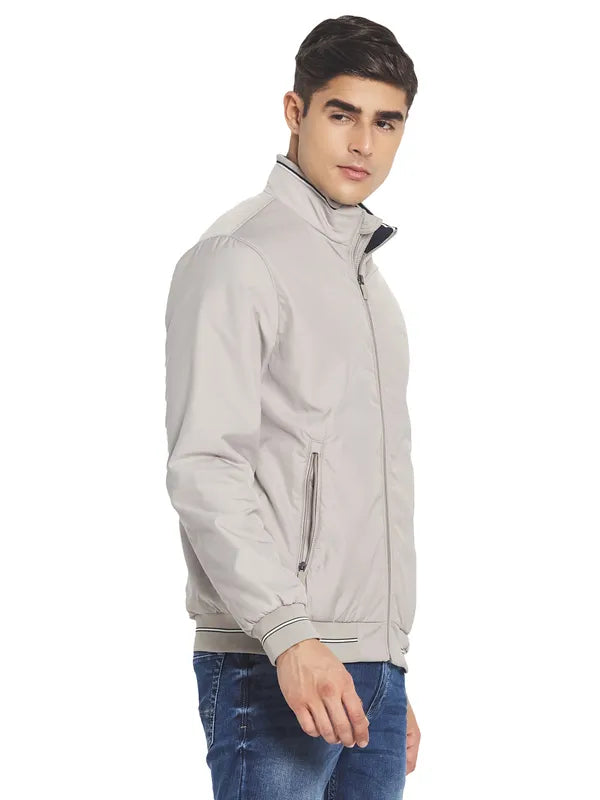 Mettle Men Cream-Coloured Plus Size Bomber Jacket