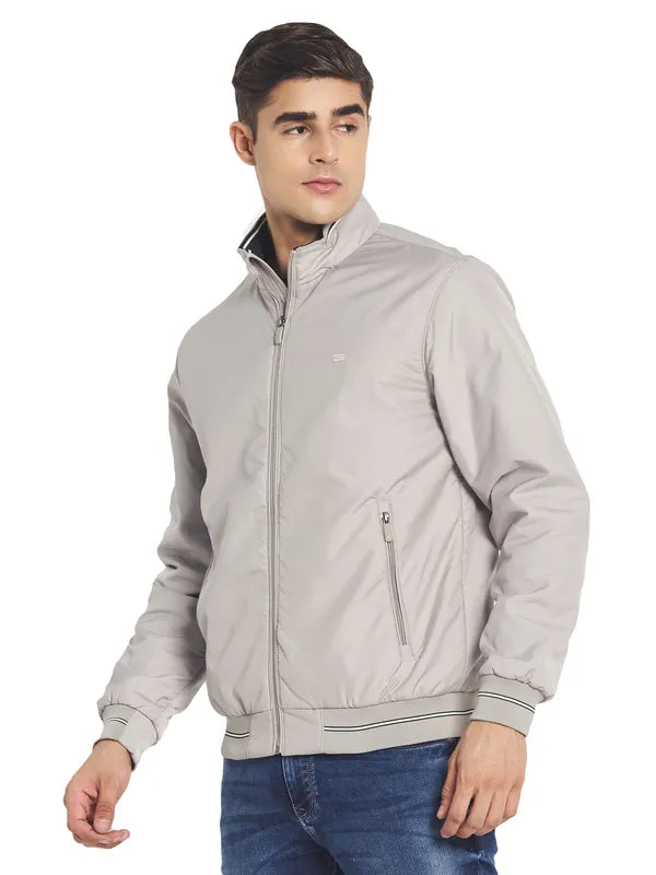 Mettle Men Cream-Coloured Plus Size Bomber Jacket