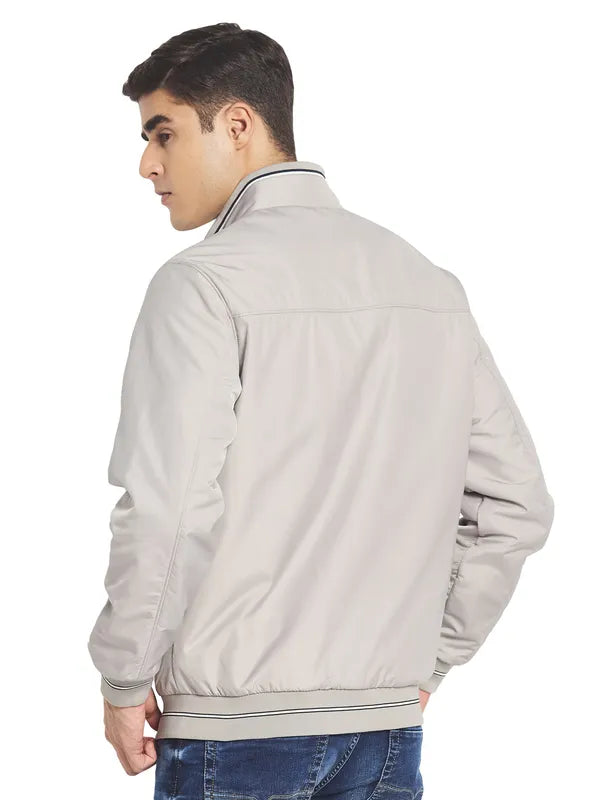 Mettle Men Cream-Coloured Plus Size Bomber Jacket