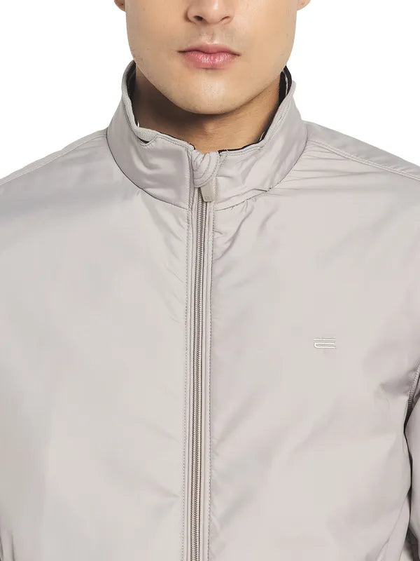 Mettle Men Cream-Coloured Plus Size Bomber Jacket