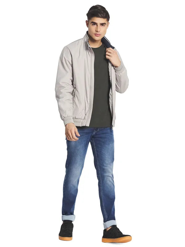 Mettle Men Cream-Coloured Plus Size Bomber Jacket