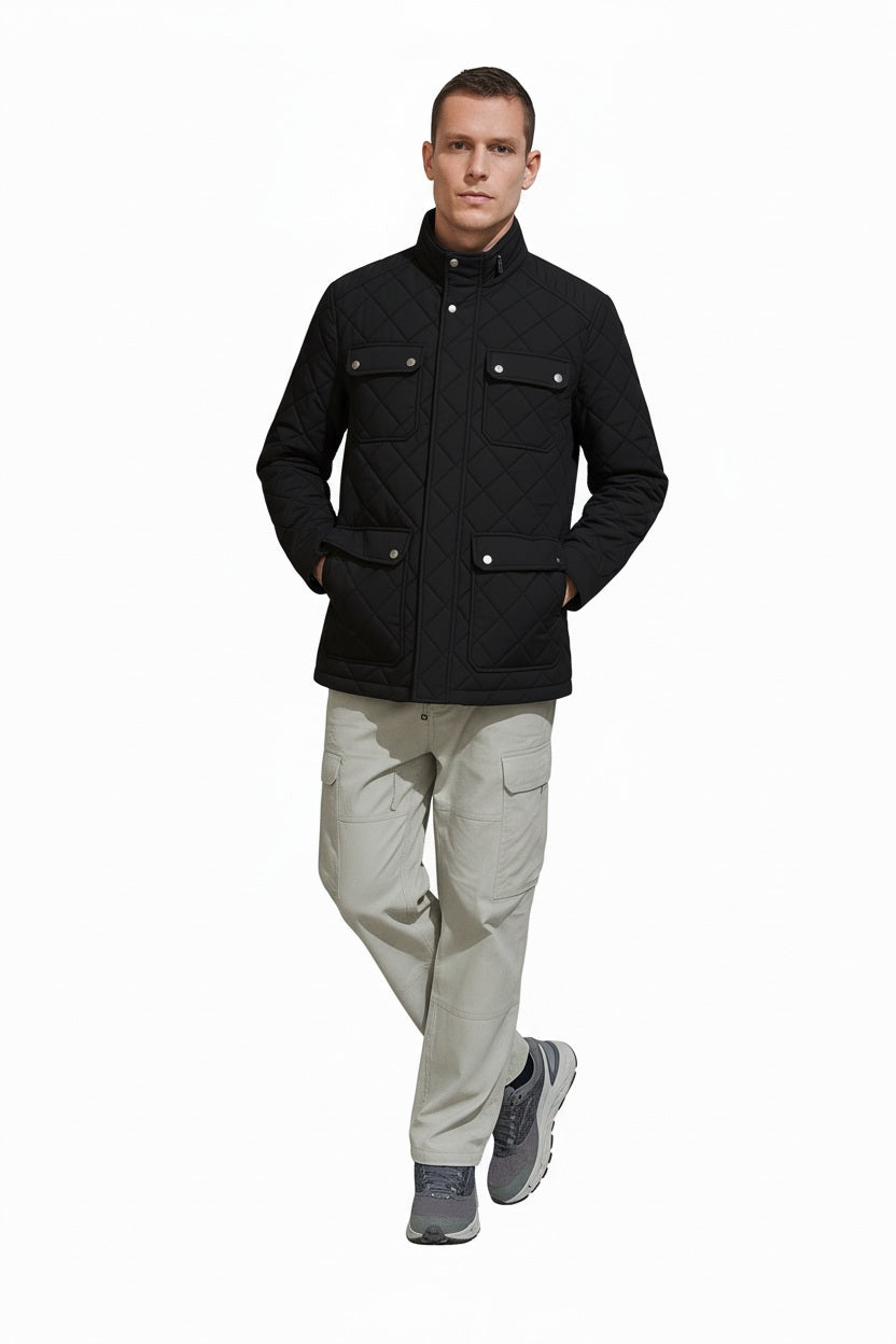 Men Black Lightweight Quilted Jacket
