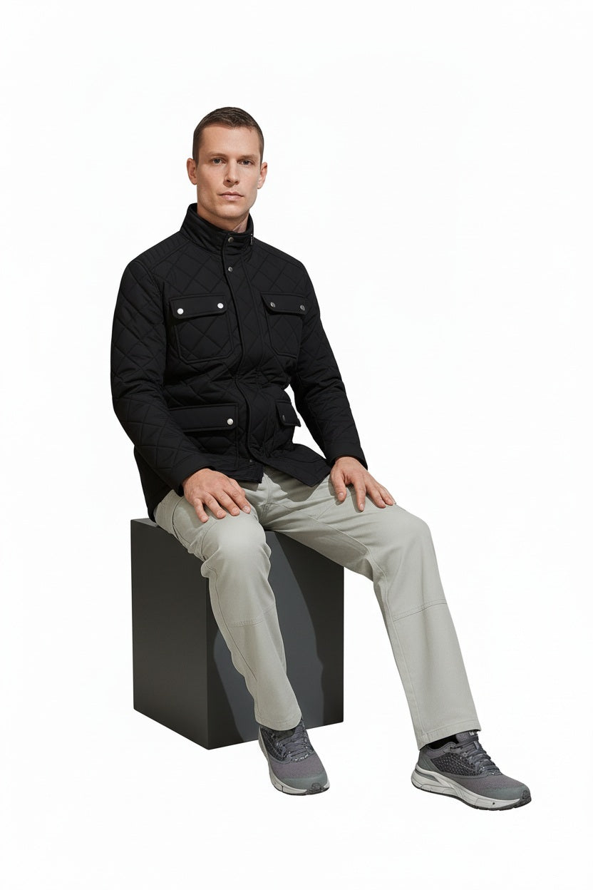 Men Black Lightweight Quilted Jacket