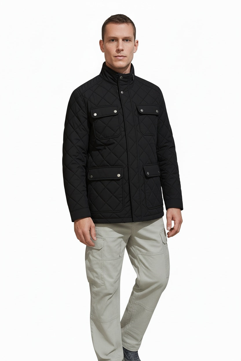 Men Black Lightweight Quilted Jacket