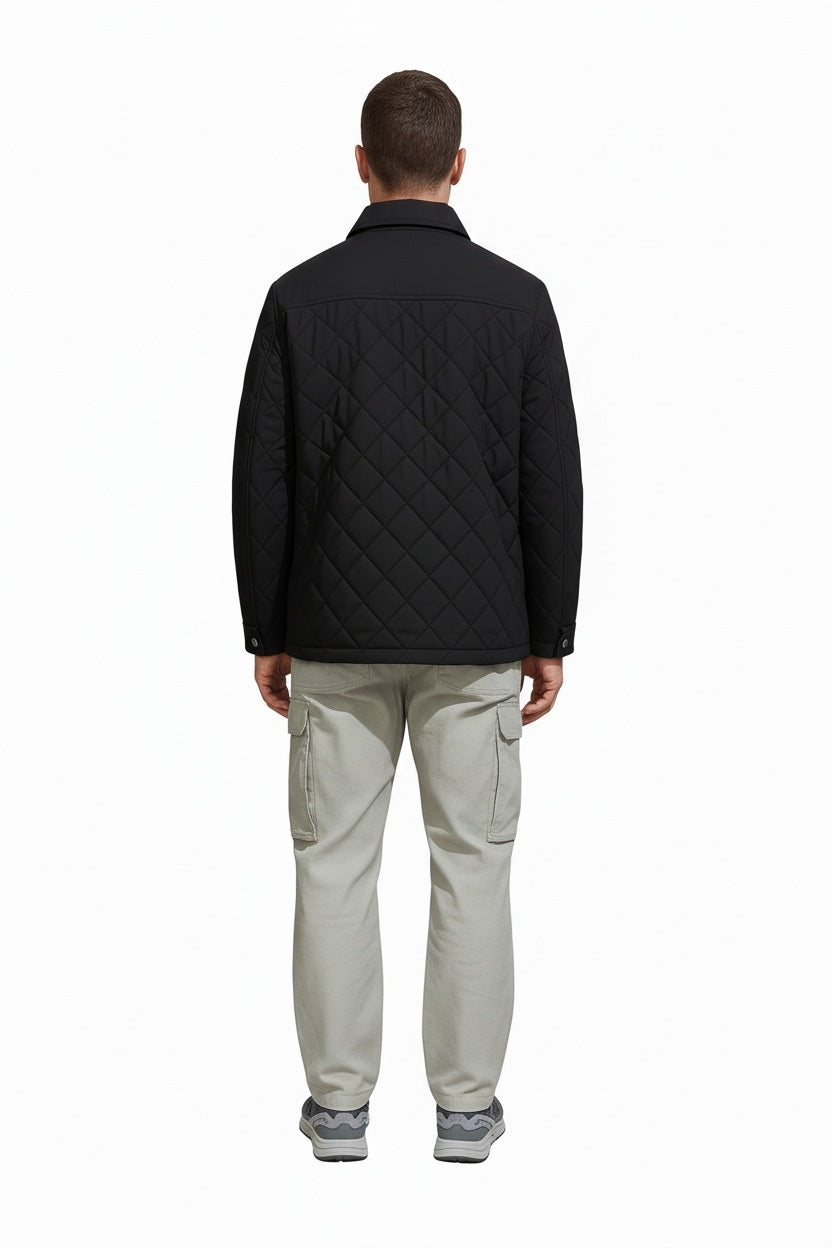 Men Black Lightweight Quilted Jacket
