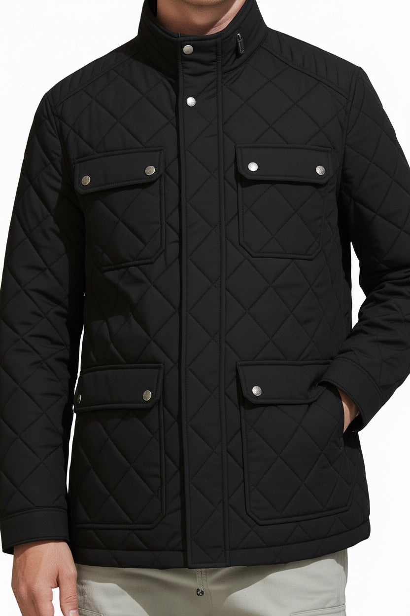 Men Black Lightweight Quilted Jacket