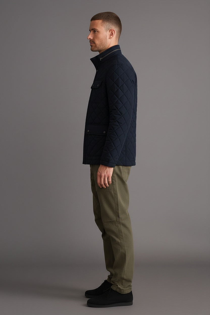 Men Navy Lightweight Quilted Jacket