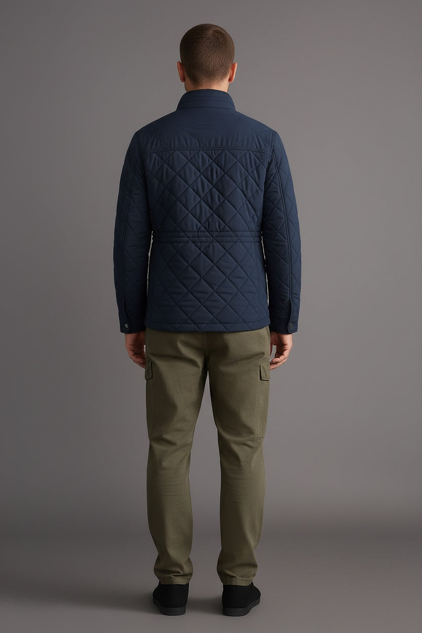 Men Navy Lightweight Quilted Jacket