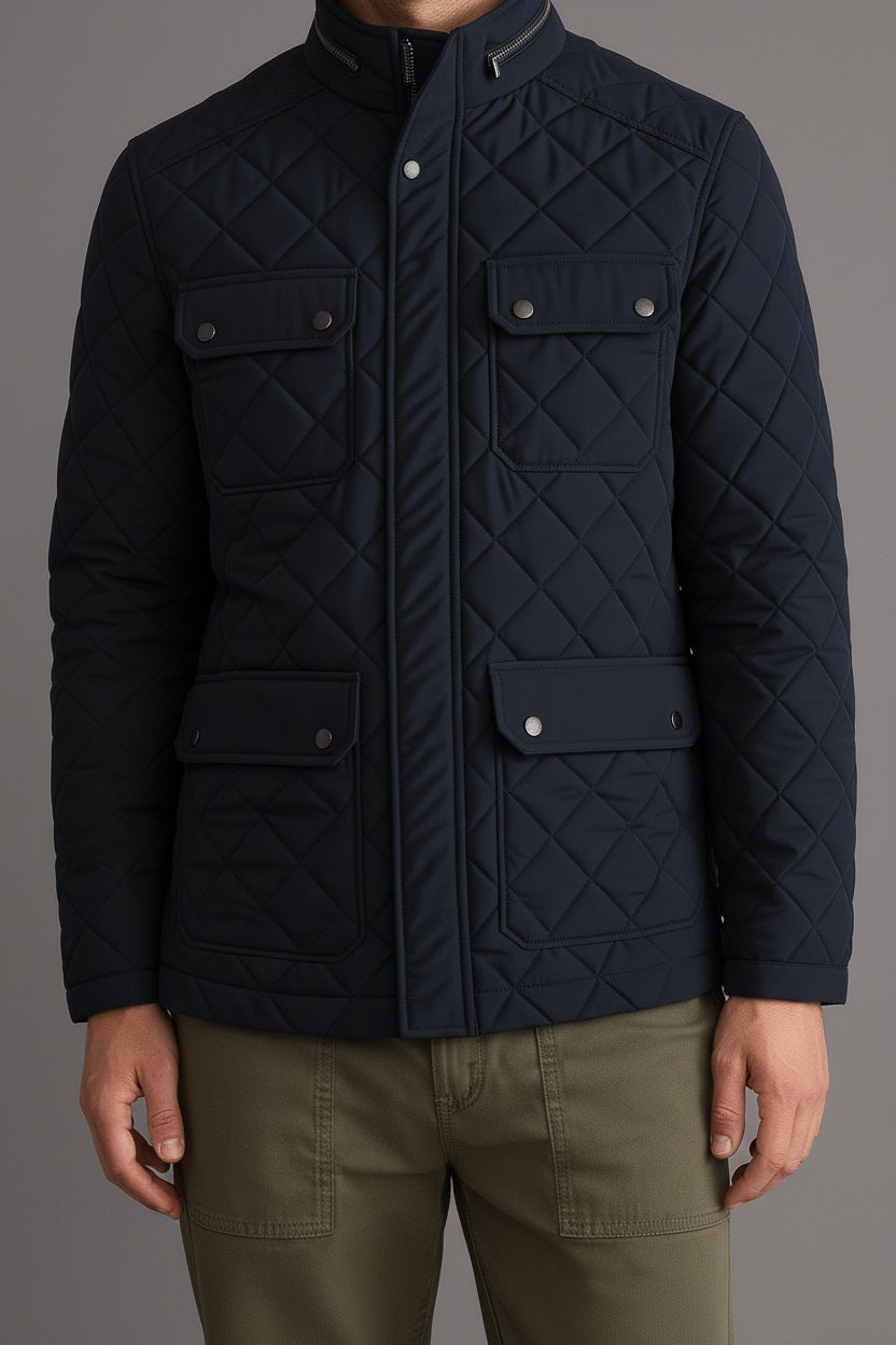 Men Navy Lightweight Quilted Jacket
