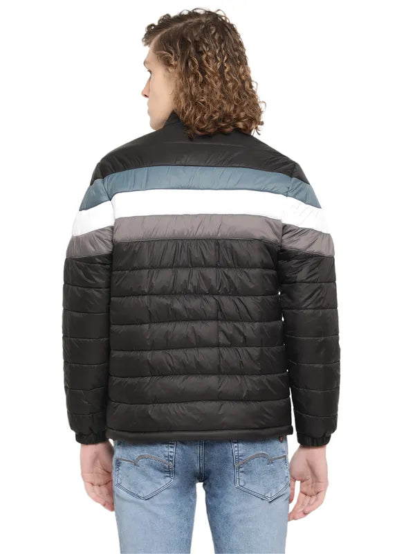 Mettle Men Black Striped Puffer Jacket