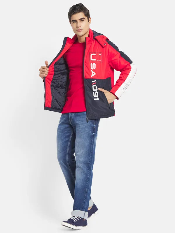 Mettle Men Red Colourblocked Sporty Jacket