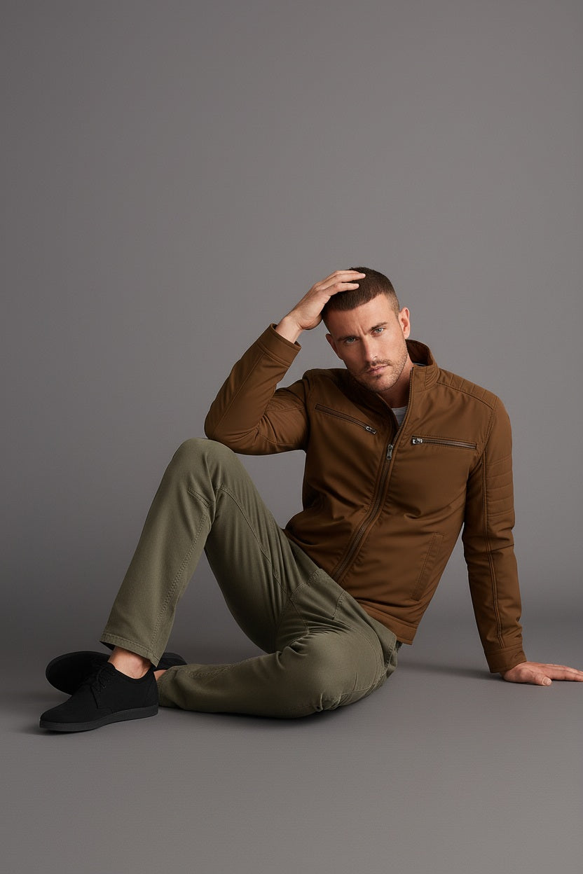 Men Solid Mandarin Jacket