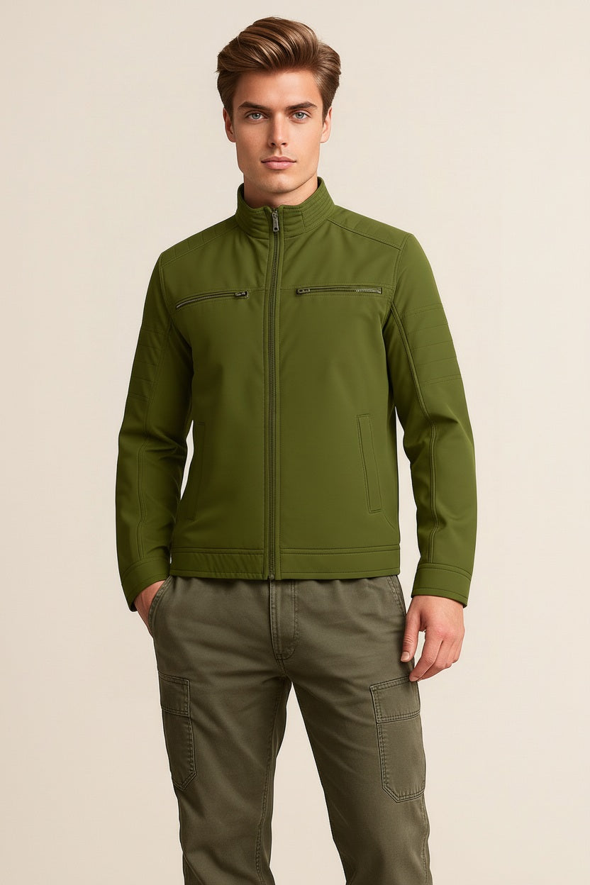 Men Solid Mandarin Jacket