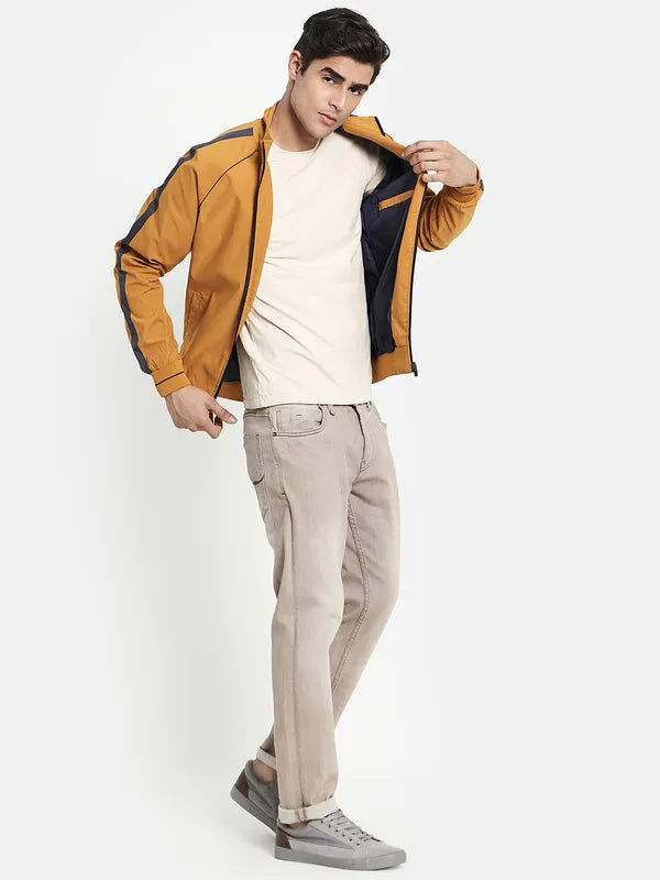 Men Yellow Solid Tailored Jacket