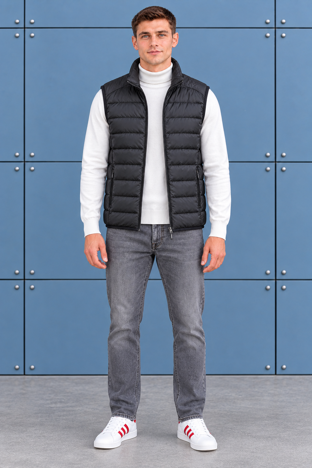 Men’s Black Ultra-Light Puffer Gilet – Woven Regular Fit Sleeveless Winter Jacket