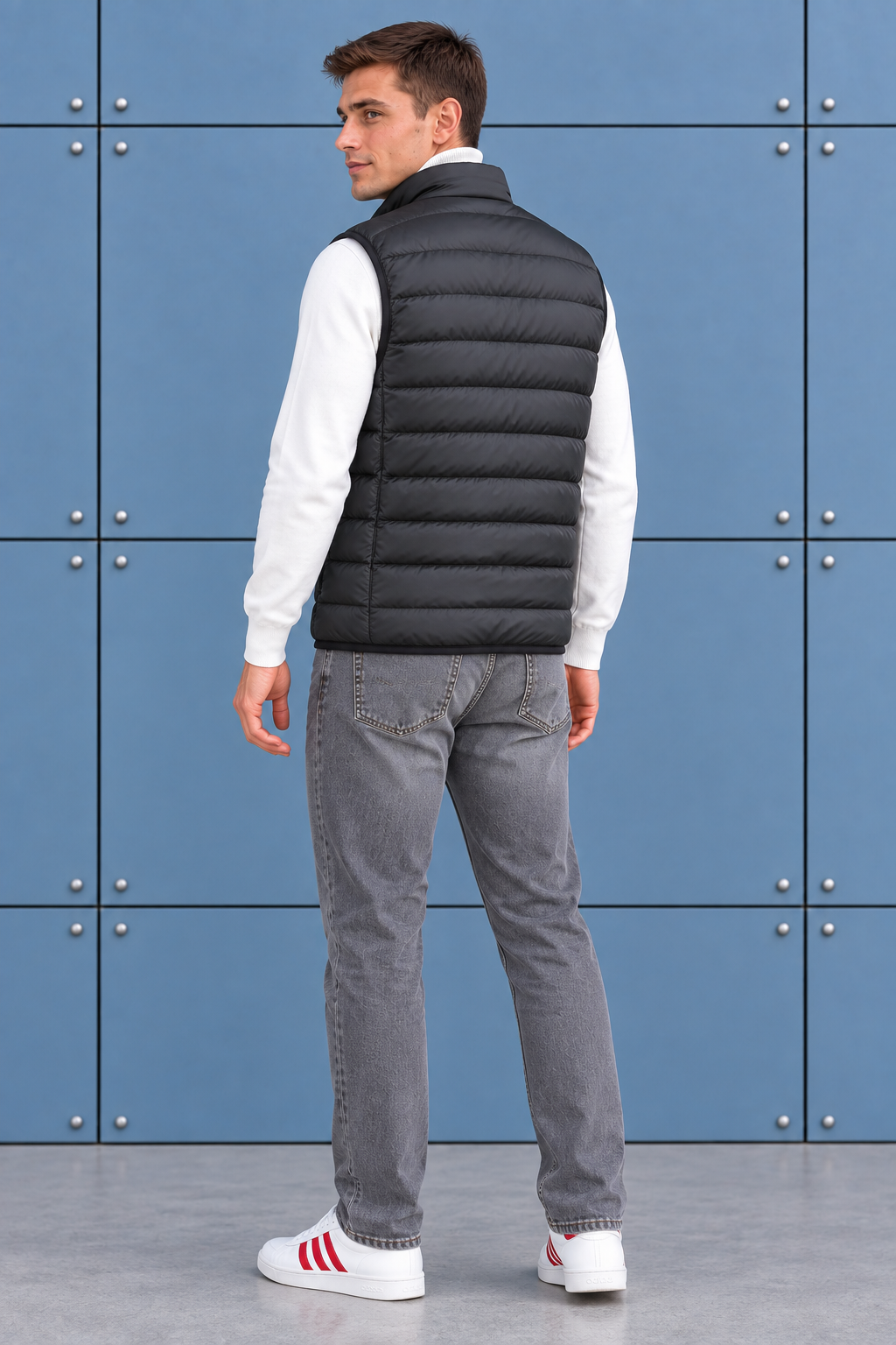 Men’s Black Ultra-Light Puffer Gilet – Woven Regular Fit Sleeveless Winter Jacket