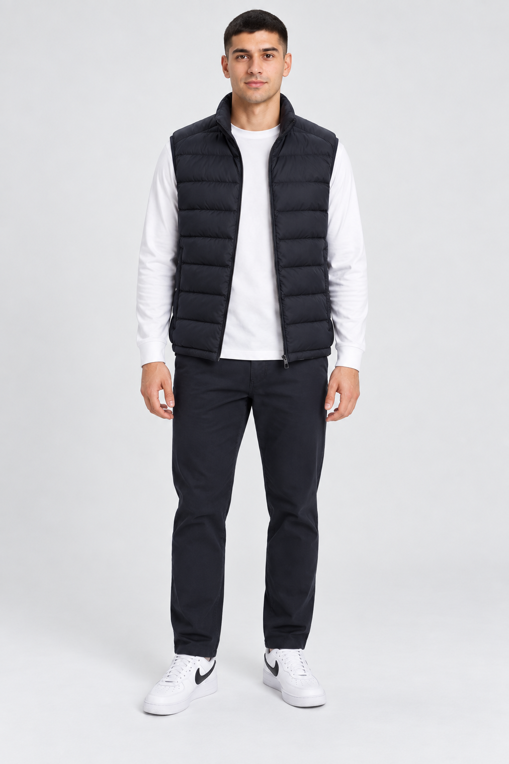 Men's Navy Ultra Warm Woven Puffer Jacket – Regular Fit | Sleeveless Winter Gilet