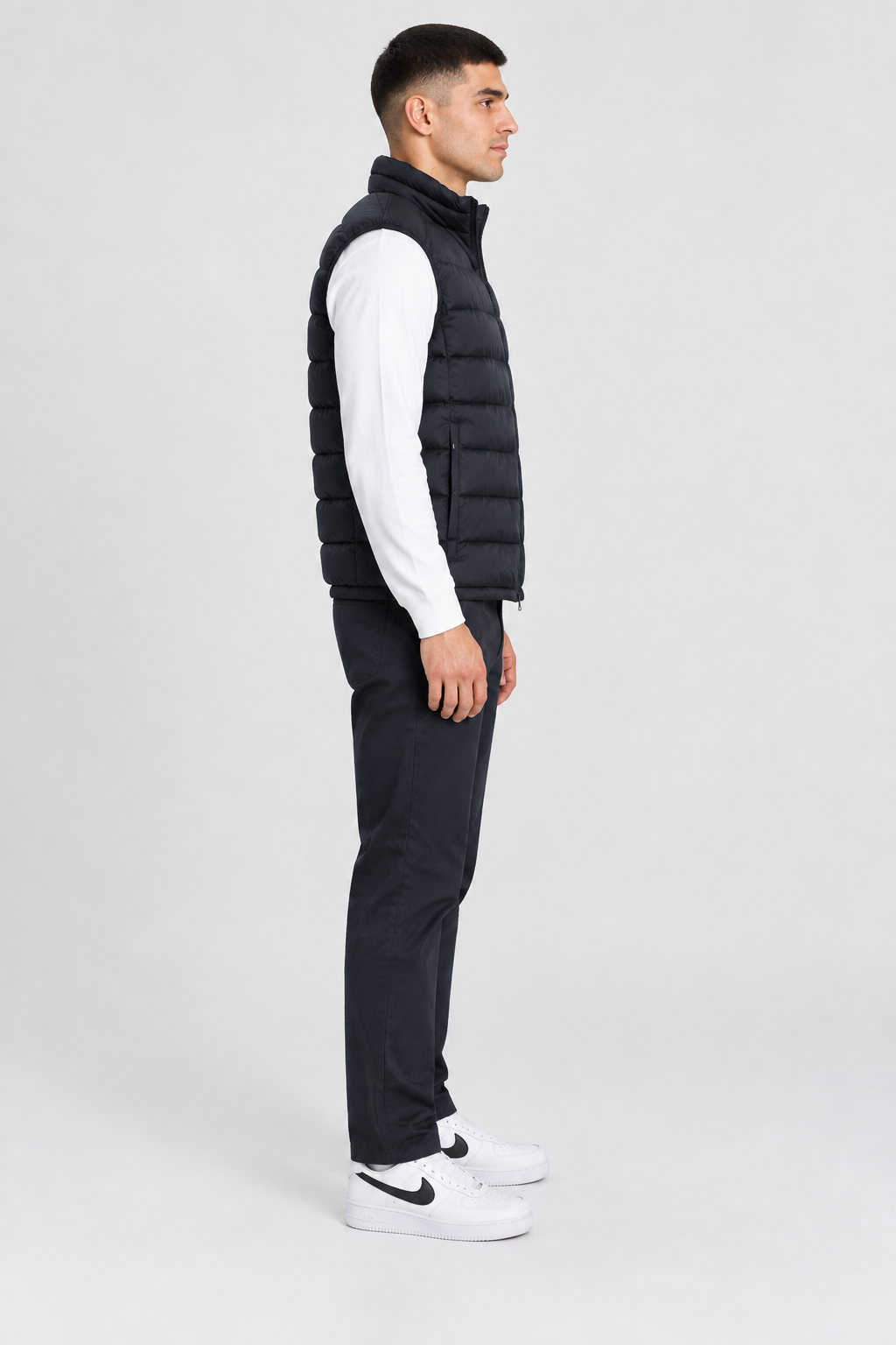 Men's Navy Ultra Warm Woven Puffer Jacket – Regular Fit | Sleeveless Winter Gilet