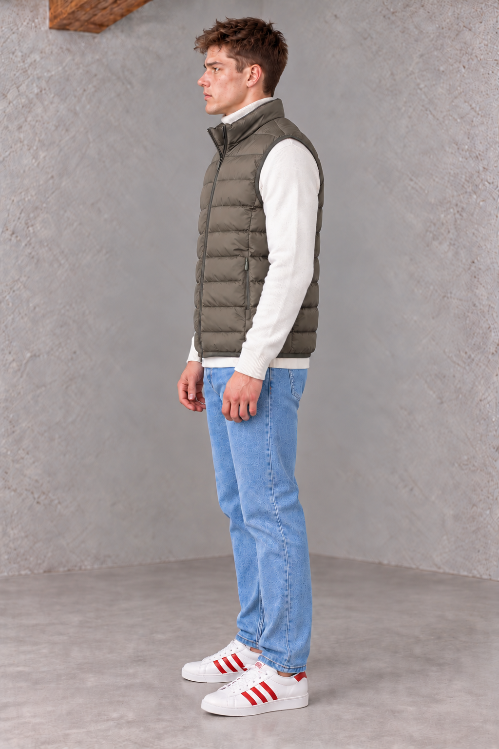 Men’s Olive Woven Gilet – Regular Fit