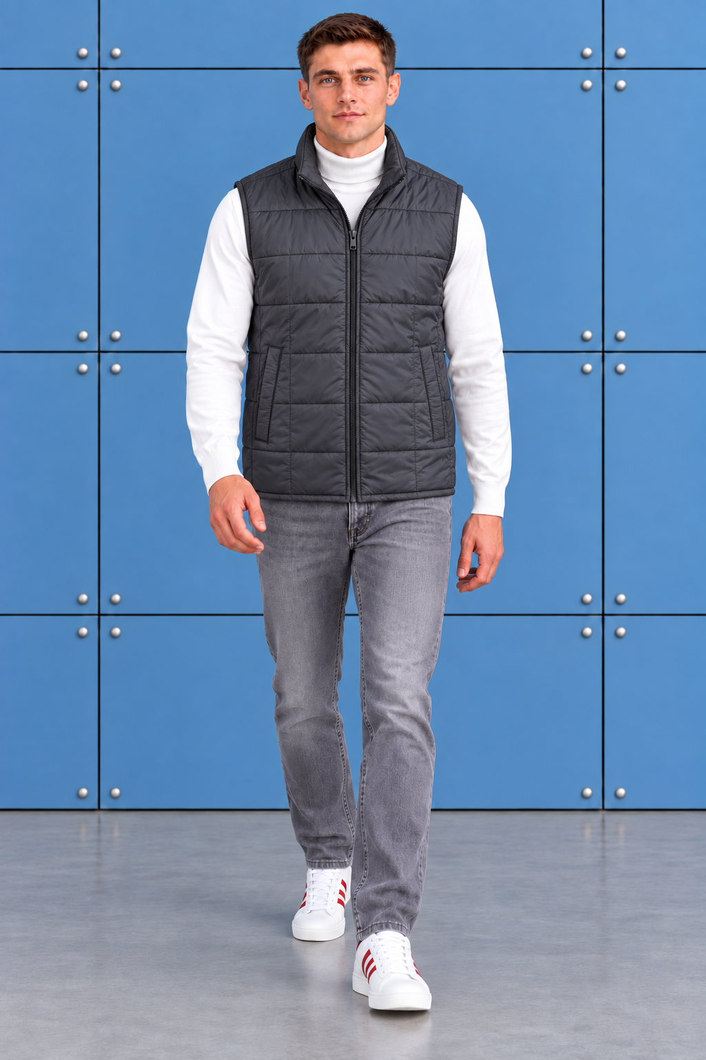 Men’s Black Lightweight Reversible Woven Puffer Gilet – Regular Fit Sleeveless Jacket