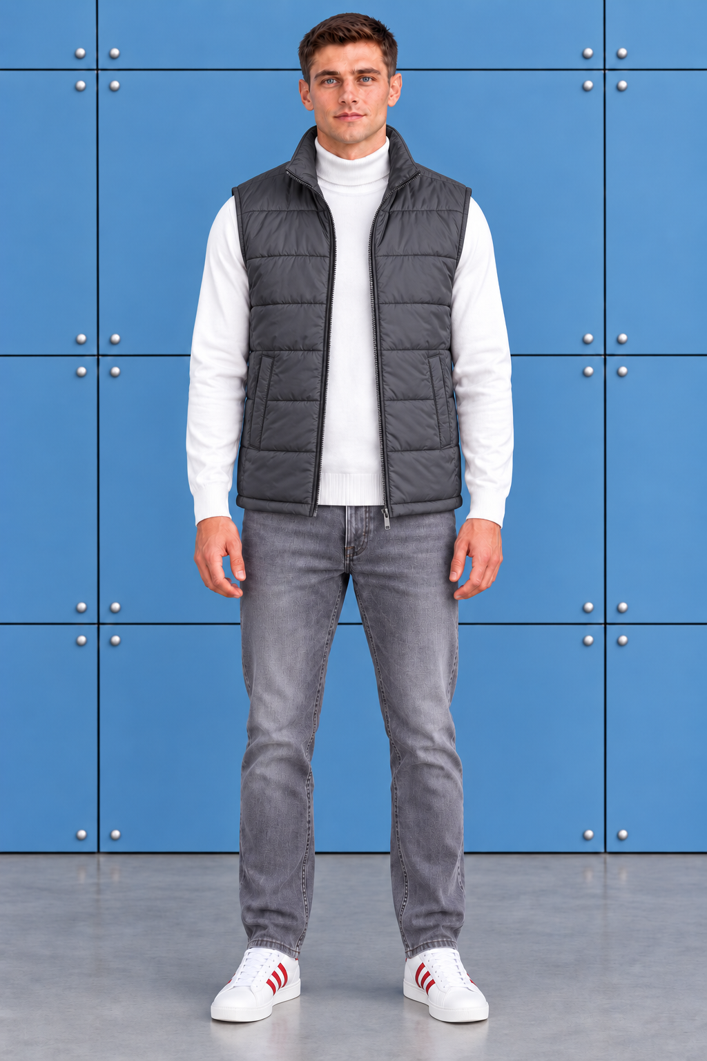 Men’s Black Lightweight Reversible Woven Puffer Gilet – Regular Fit Sleeveless Jacket