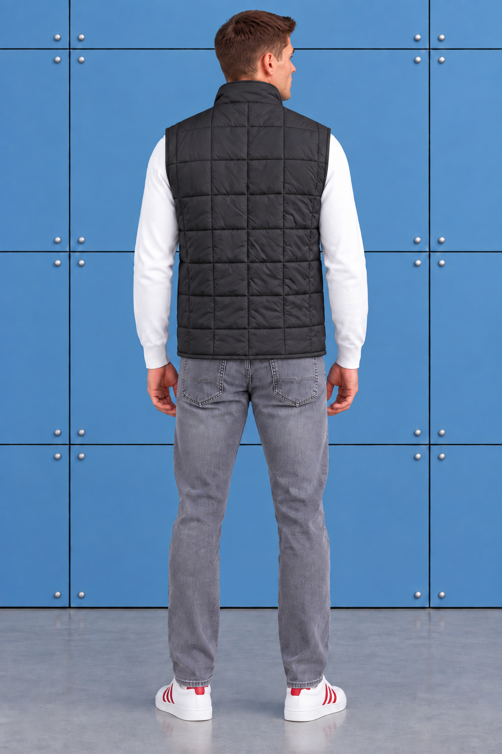 Men’s Black Lightweight Reversible Woven Puffer Gilet – Regular Fit Sleeveless Jacket