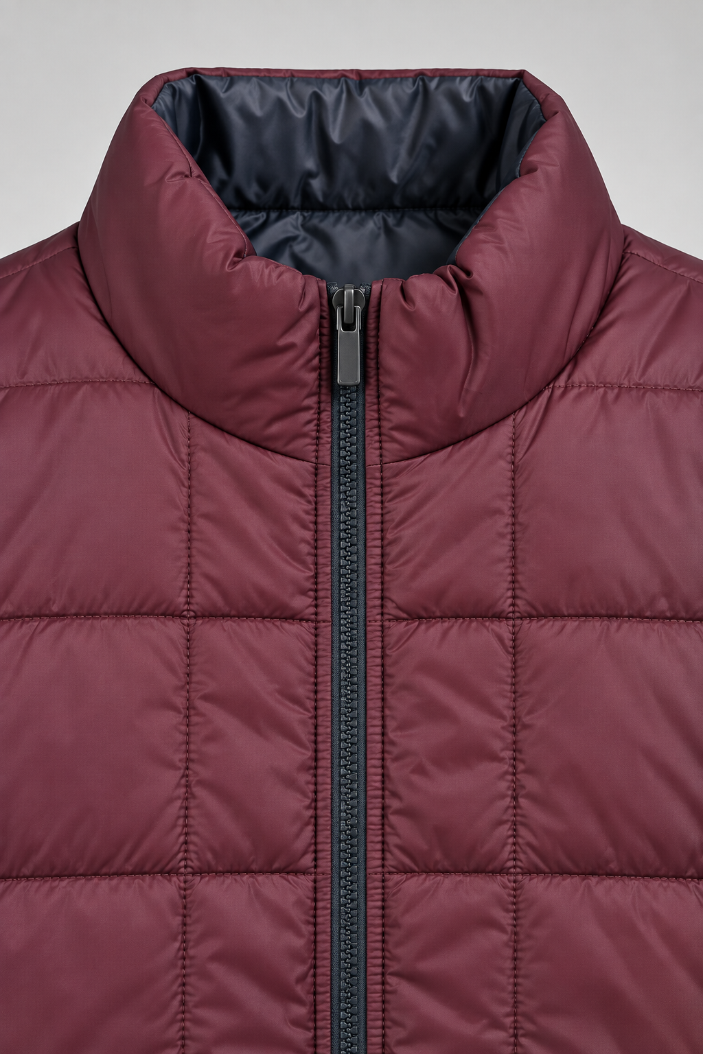 Men’s Wine Lightweight Reversible Woven Puffer Gilet – Regular Fit Sleeveless Jacket