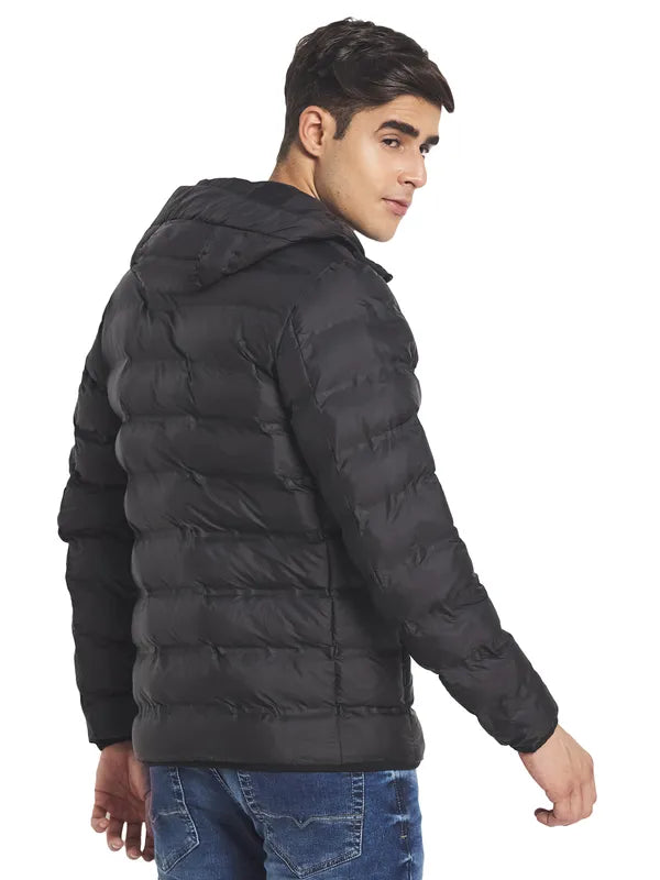 Mettle Men Black Solid Puffer Jacket