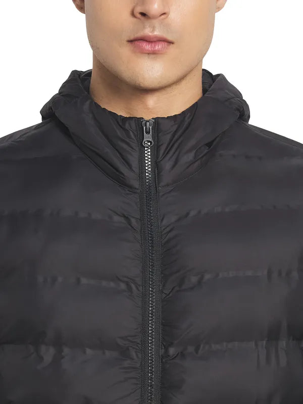 Mettle Men Black Solid Puffer Jacket