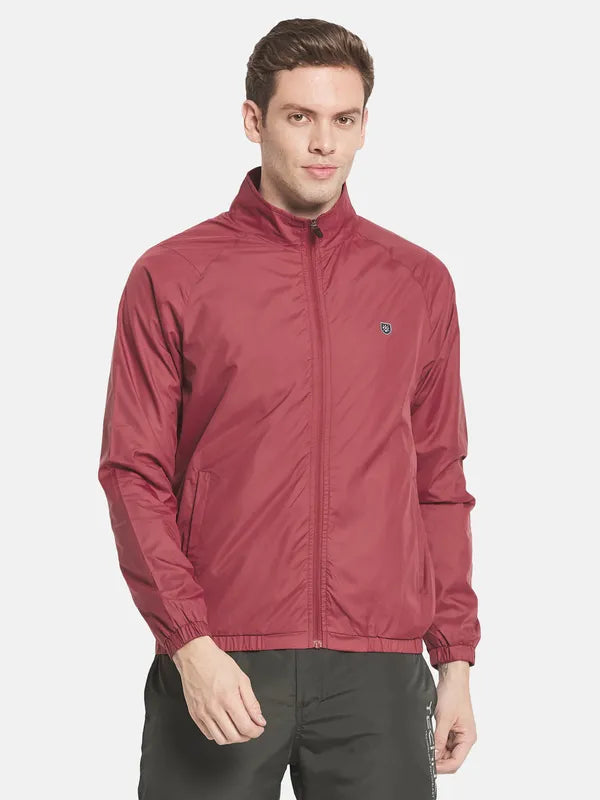 Men Coral Solid Sporty Jacket