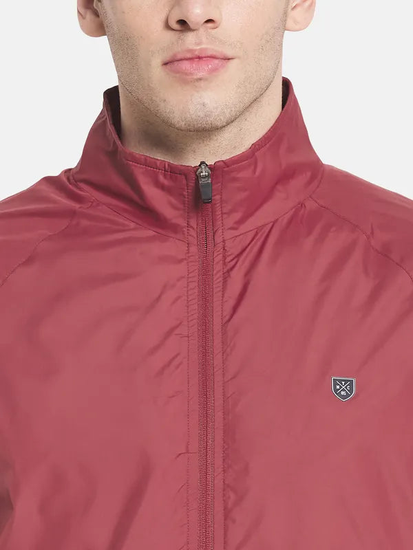 Men Coral Solid Sporty Jacket