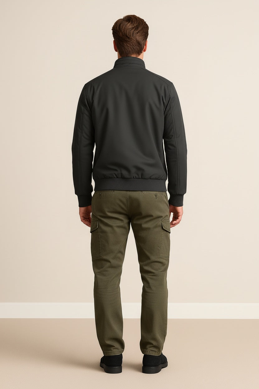 Men Graphite Colourblocked Bomber Jacket