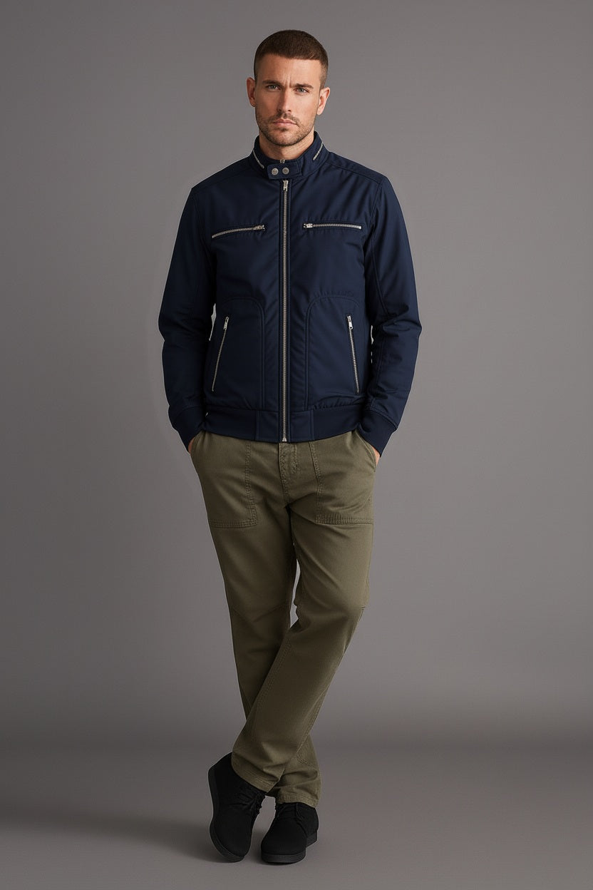 Men Colourblocked Bomber Jacket